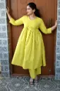 Lime Green Alia Cut Kurta Set