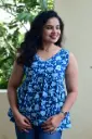 Blue Sleeveless Printed Peplum Top