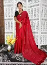 Maroon Red Border Mulmul Cotton Saree