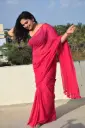 Bougainvillea Pink Plain Mulmul Cotton Saree
