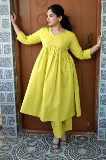 [SC00003] Lime Green Alia Cut Kurta Set