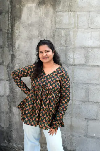 [SC00007] Green Full Sleeves Printed Peplum Top