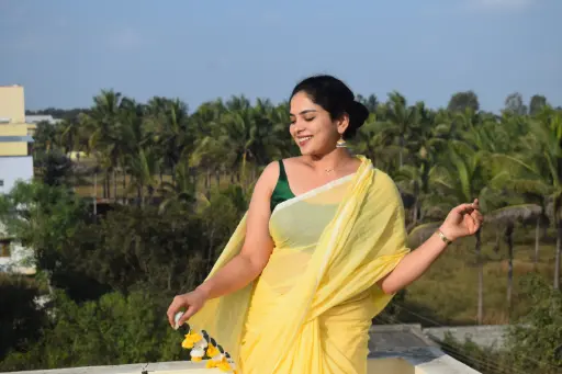 [SCS04] Daffodil's Yellow Plain Mulmul Cotton Saree